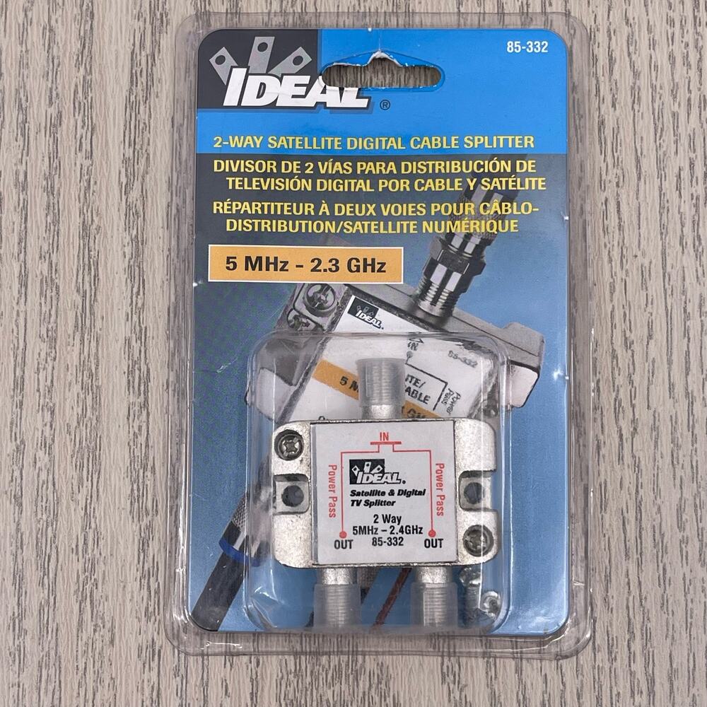 Ideal 2 Way Satellite Digital Cable Splitter 5 MHz - 2.3 GHz Item 85-332 NEW